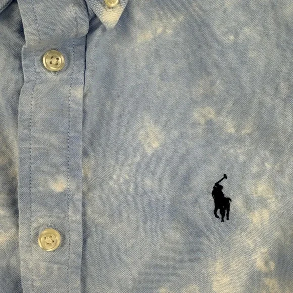Polo Ralph Lauren Shirt Boys XL 18/20 Blue Tie Dye Short Sleeve Button Down - Picture 4 of 9